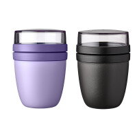 Mepal | Lunchpot Ellipse Mixed | Vivid Lilac + Nordic Black | Müslibecher to go | Unterteilung für Joghurt & Müsli | 500 ml + 200 ml | Geeignet für Gefrierschrank, Mikrowelle & Spülmaschine
