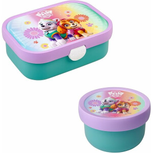 Mepal | Kinder Obst- und Bento Box | Campus meets Fruits | Spülmaschinenfest & BPA-frei | 300 & 750 ml | Mit Fächern, Gabel & Clip-Verschluss | Perfekt für Snacks & Mahlzeiten | Paw Patrol Girls