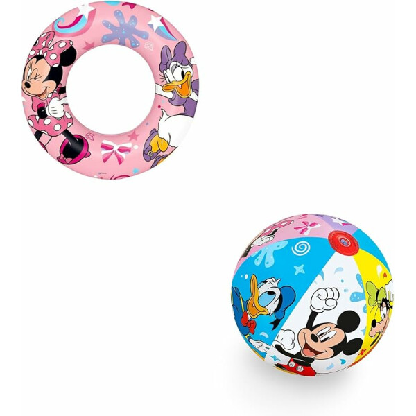 Bestway | Minnie & Mickey Mouse Bade-Set | Wasserball 51 cm + Schwimmring 56 cm | ideal für Strand oder Schwimmbad