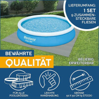Bestway | Flowclear Pool-Bodenschutzfliesen-Set XL | 18 Stück á 50 x 50 cm | Grau | idealer Schutz für Pool und Rasenfläche