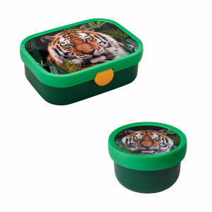 Mepal | Kinder Obst- und Bento Box | Campus meets Fruits | Spülmaschinenfest & BPA-frei | 300 & 750 ml | Mit Fächern, Gabel & Clip-Verschluss | Perfekt für Snacks & Mahlzeiten | Wild Tiger