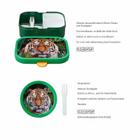 Mepal | Kinder Obst- und Bento Box | Campus meets Fruits | Spülmaschinenfest & BPA-frei | 300 & 750 ml | Mit Fächern, Gabel & Clip-Verschluss | Perfekt für Snacks & Mahlzeiten | Wild Tiger