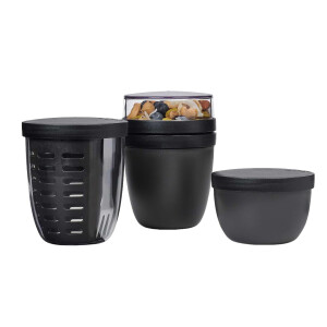 Mepal | Promotion-Set Ellipse 3-teilig | Lunchpot und Snackpot | vielseitige Essensbehälter | spülmaschinengeeignet | Nordic Black Design