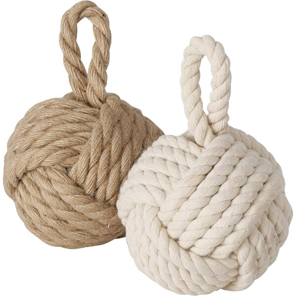 Boltze | 2 verschiedene Türstopper Zuber Höhe 23 cm Jute braun