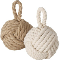 Boltze | 2 verschiedene Türstopper Zuber Höhe 23 cm Jute braun