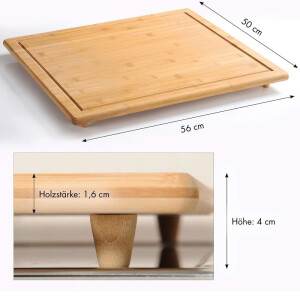 Kesper | XXL Schneideplatte | Abdeckplatte extra groß | 56 x 50 x 4 cm | Backbrett | FSC Bambus | ideal auch Schneideplatte oder Hackbrett