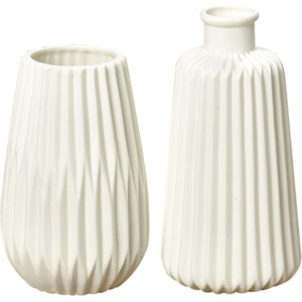 Boltze | Esko Vasen Set | Zweiteiliges Design | skandinavische Keramik | ø 8,5 cm | zeitlos Weiß Matt | ohne Blumen