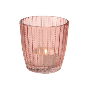 Boltze | Windlicht Set Marilu | 4-teilig | lila/rosa | Rundes Design | Verschiedene Muster | Ideal für Kerzen und Teelichter | Dekorativer Teelichthalter | Ø 8 cm