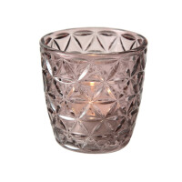 Boltze | Windlicht Set Marilu | 4-teilig | lila/rosa | Rundes Design | Verschiedene Muster | Ideal für Kerzen und Teelichter | Dekorativer Teelichthalter | Ø 8 cm
