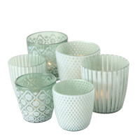 Boltze | 6 x Windlicht Patty grün Höhe 7-9 cm