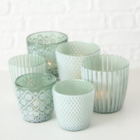Boltze | 6 x Windlicht Patty grün Höhe 7-9 cm