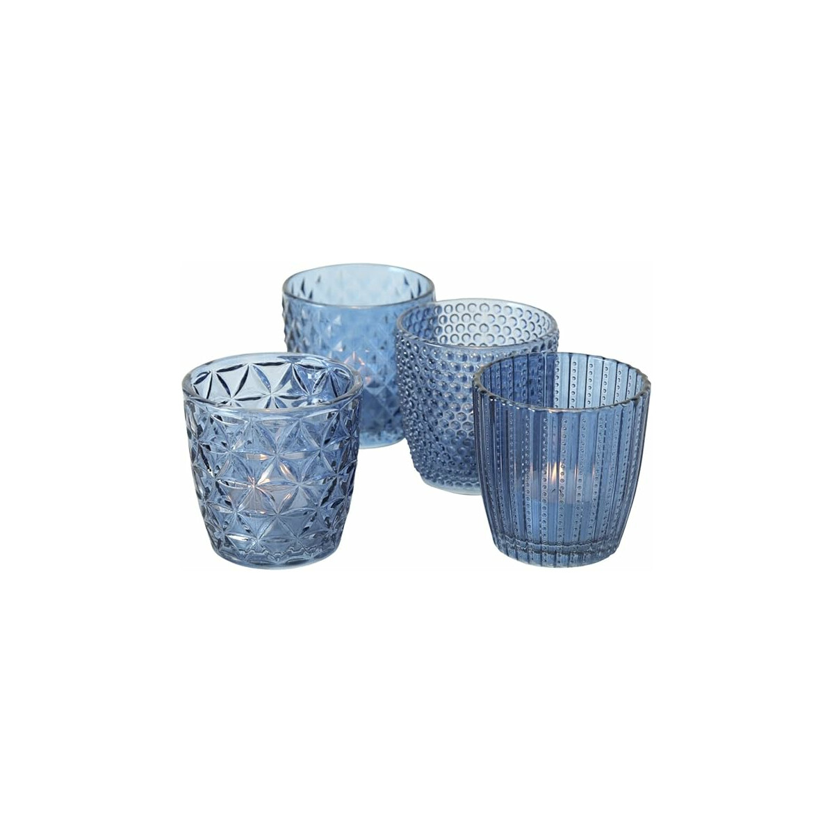 Boltze | Windlicht Glas lackiert blau H 8 cm 4er Set