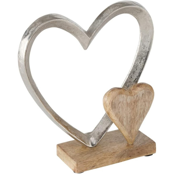 Boltze | Dekoaufsteller Carolyn | Aluminium Silber | 22x18 cm | stilvolle Tischdeko | ideales Geschenk | elegante Holzdetails