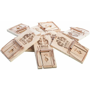 NEUSTANLO Classic | Mausefallen aus Holz | 10 Stück | Hohe Schlagkraft | Leicht zu verwenden | Made in Germany | ideale Schlagfalle für Mäuse