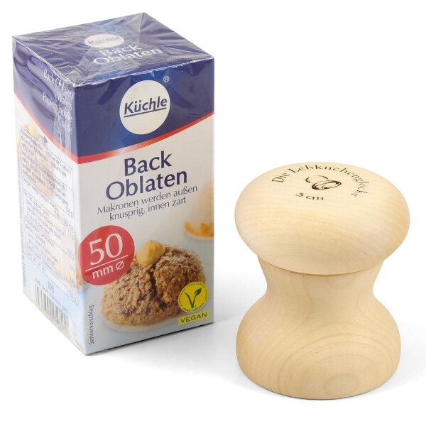 Lebkuchenglocke | Das Original | Lebkuchenformer Set 5 cm | inkl. Backoblaten | idealer Helfer zum backen von perfekten Lebkuchen, Makronen und Plätzchen