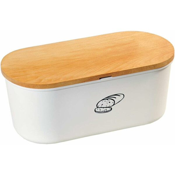Kesper | Brotbox, Material: Kunststoff, Buchenholz, Maße: 33,5 x 18 /Höhe: 14 cm, Farbe: Weiß, Braun | 85090