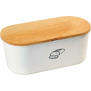 Kesper | Brotbox, Material: Kunststoff, Buchenholz, Maße: 33,5 x 18 /Höhe: 14 cm, Farbe: Weiß, Braun | 85090