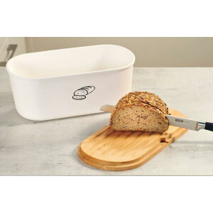 Kesper | Brotbox, Material: Kunststoff, Buchenholz, Maße: 33,5 x 18 /Höhe: 14 cm, Farbe: Weiß, Braun | 85090