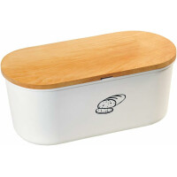 Kesper | Brotbox, Material: Kunststoff, Buchenholz, Maße: 33,5 x 18 /Höhe: 14 cm, Farbe: Weiß, Braun | 85090