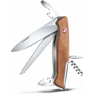 Victorinox Schweizer Taschenmesser Ranger 55, Swiss Army Knife, Multitool, 10 Funktionen, Feststellklinge, Dosenöffner, Schraubendreher
