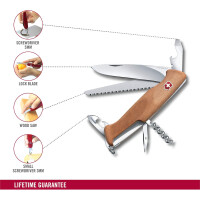 Victorinox Schweizer Taschenmesser Ranger 55, Swiss Army Knife, Multitool, 10 Funktionen, Feststellklinge, Dosenöffner, Schraubendreher