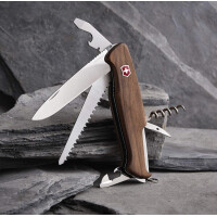 Victorinox Schweizer Taschenmesser Ranger 55, Swiss Army Knife, Multitool, 10 Funktionen, Feststellklinge, Dosenöffner, Schraubendreher