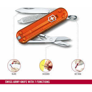 Victorinox Schweizer Taschenmesser, Klein, Classic SD, Multitool, Swiss Army Knife mit 7 Funktionen, Klinge, Nagelfeile, Schraubendreher