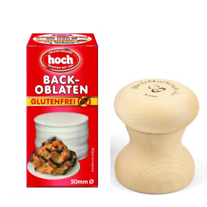 Lebkuchenglocke | Das Original | Lebkuchenformer Set 5 cm | inkl. glutenfreie Backoblaten | idealer Helfer zum backen von perfekten Lebkuchen, Makronen und Plätzchen