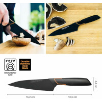 Fiskars Kochmesser, Modernes Design, Gesamtlänge: 27 cm, Qualitätsstahl/Kunststoff, Edge, 1003095, Schwarz