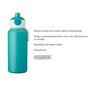 Mepal - Trinkflasche Pop-up Campus - Wasserflasche - Auslaufsichere Flasche für die Schule - Wiederverwendbar - BPA-frei & Spülmaschinenfest - 400 ml - Little Farm
