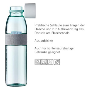 Mepal - Take a Break midi + Trinkflasche Ellipse 500 ml - Vivid Blue - Lunchbox mit Trennwand - ideal für Mealprep-kohlensäuregeeignet -auslaufsicher - bruchfestes Material, Promotion-Set