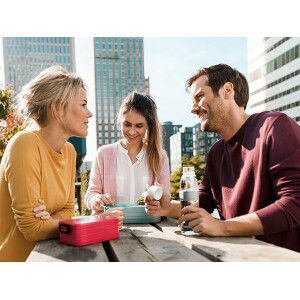 Mepal - Take a Break midi + Trinkflasche Ellipse 500 ml - Vivid Blue - Lunchbox mit Trennwand - ideal für Mealprep-kohlensäuregeeignet -auslaufsicher - bruchfestes Material, Promotion-Set
