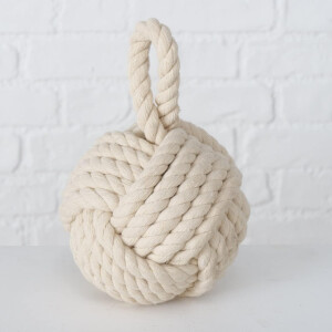 Boltze Türstopper Set Jute Knoten Natur Strick Kugel Stoff Boden 1,5 kg Gewicht mit praktischer Schlaufe (2er Set)