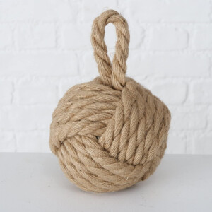 Boltze Türstopper Set Jute Knoten Natur Strick Kugel Stoff Boden 1,5 kg Gewicht mit praktischer Schlaufe (2er Set)