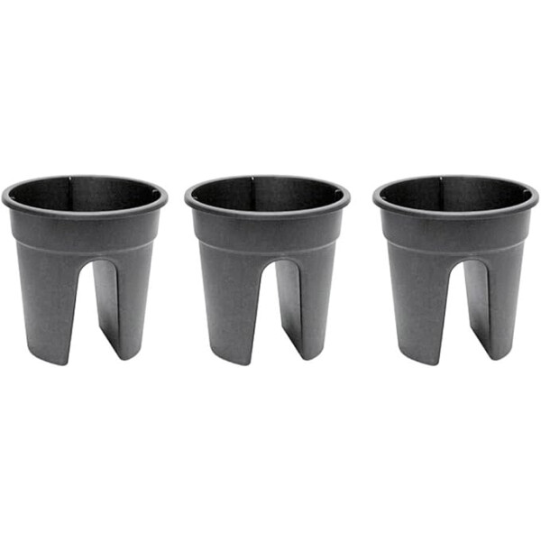 KHW 34135 Blumentopf Flowerclip, 3-er Set, anthrazit