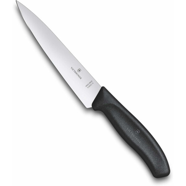 Victorinox Swiss Classic, Profi Tranchiermesser, Extra Scharfe Klinge, gerader Schliff, 15 cm, Kunststoffgriff, Rostfreier Stahl, schwarz