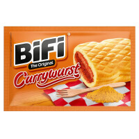 BiFi Currywurst – 20er Pack (20 x 60g) – Salami Wurstsnack mit Currysauce in einem lockeren Teig - Wurst im Weizenbrötchen To Go - für Unterwegs, im Büro oder beim Sport - Schinkenwurst