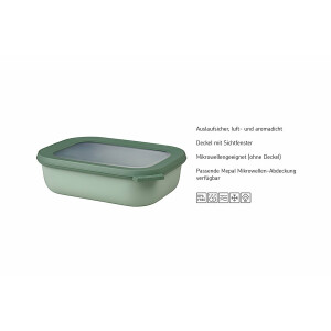 Mepal - Multi Bowl Cirqula Rectangular - Vorratsdose mit Deckel - Geeignet als Luftdichte Aufbewahrungsbox für den Kühlschrank, Mikrowellengeschirr & als Frischhaltedosen - 1000 ml - Nordic Lilac