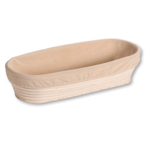 Kesper | Gärkörbchen, Material: Rattan, Textilfutter (abnehmbar), Maße: 35,5 x 15,5 x 9 cm, Farbe: Natur | 19633