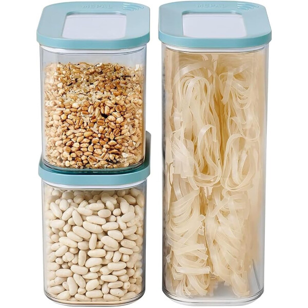 Mepal | Vorratsbehälter Modula 3-teiliges Set | Aufbewahrungsboxen mit Deckel | Küchenorganizer & Vorratsboxen | Stapelbar & Luftdicht | 1x 2000 ml & 2x 1000 ml | Nordic Green