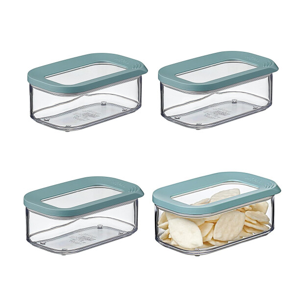 Mepal | Modula Vorratsdose Set | 425 ml | Kunststoffbehälter mit Deckel | 4 Stück | ideal zur Aufbewahrung von Lebensmitteln | stapelbar & platzsparend | spülmaschinengeeignet | Nordic Green