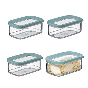 Mepal | Modula Vorratsdose Set | 425 ml | Kunststoffbehälter mit Deckel | 4 Stück | ideal zur Aufbewahrung von Lebensmitteln | stapelbar & platzsparend | spülmaschinengeeignet | Nordic Green