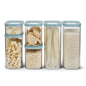 Mepal - Vorratsbehälter Modula 6-teiliges Set - Aufbewahrungsboxen mit Deckel - Küchenorganizer & Vorratsboxen - Stapelbar & Luftdicht - 2x 2000 ml, 2x 1000 ml, 1x 1500 ml & 1x 425 ml - Nordic Green