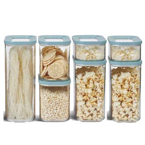 Mepal | 7-tlg. Set Vorratsdosen mit Deckel - Lebensmittelbehälter Rechteckig - Küchenorganizer aus Kunststoff - Vorratsbehälter Luftdicht | 1x 2000 ml - 2x 425 ml, 1000 ml & 1500 ml | Nordic Green
