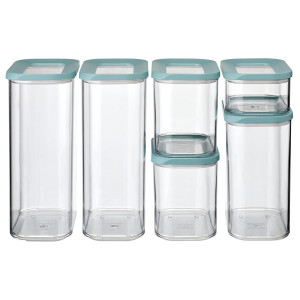 Mepal | 7-tlg. Set Vorratsdosen mit Deckel - Lebensmittelbehälter Rechteckig - Küchenorganizer aus Kunststoff - Vorratsbehälter Luftdicht | 1x 2000 ml - 2x 425 ml, 1000 ml & 1500 ml | Nordic Green