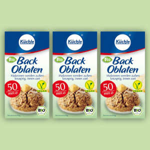 Küchle runde Back Oblaten Bio Vegan 50mm 37g pro Packung 3er Pack Esspapier zum Backen von Makronen & Lebkuchen