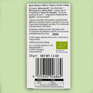 Küchle runde Back Oblaten Bio Vegan 50mm 37g pro Packung 5er Pack Esspapier zum Backen von Makronen & Lebkuchen