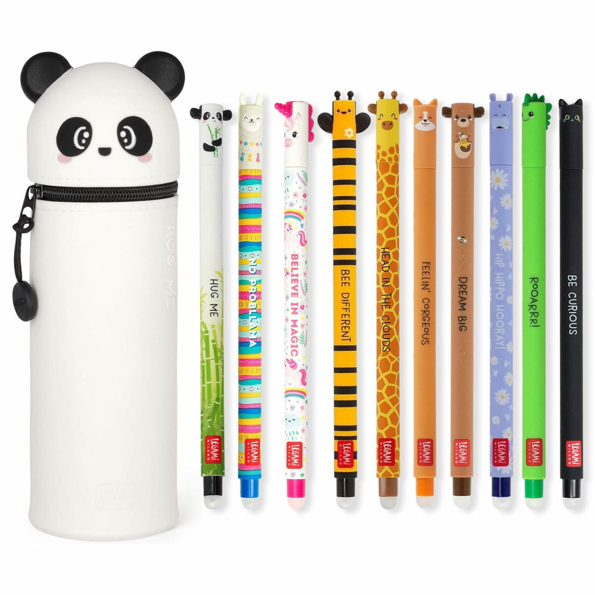 LEGAMI Set mit 10 radierbaren Gelstiften + Panda 2-in-1-Fede