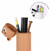 LEGAMI - 2-in-1 Weiche Silikontasche - Kawaii, Giraffe Schultasche, Tischstifthalter, Reißverschluss, Silikon, Stiftetasche Buntstifte Marker, H 18,5 cm, Teddy Bear