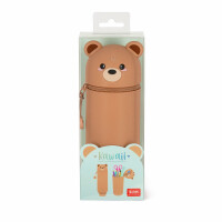 LEGAMI - 2-in-1 Weiche Silikontasche - Kawaii, Giraffe Schultasche, Tischstifthalter, Reißverschluss, Silikon, Stiftetasche Buntstifte Marker, H 18,5 cm, Teddy Bear